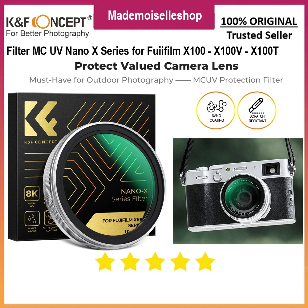 KNF Concept Filter MC UV Nano X Series for Fujifilm X100 - X100V - X100VI - X100T - X100F - X100S - Built in Metal Adapter Filter