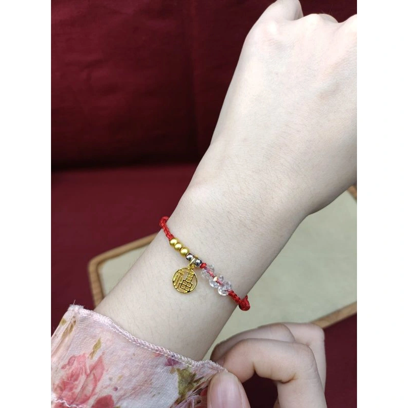 Gelang Tangan Berkah Keberuntungan Charm Fu Anti luntur Anti karat. Gelang Serut Simpul kombinasi gold FU88 lucky bracelet
