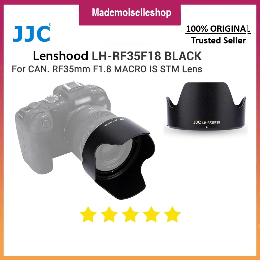 JJC Lenshood RF35-F18BK - Lenshood for Canon RF Lens 35mm f/1.8 Macro IS STM Reversible Lens Hood with Adapter Ring & PVC Protective Pad, Reduce Lens Flare - Prevent Reflection - Protect Lens
