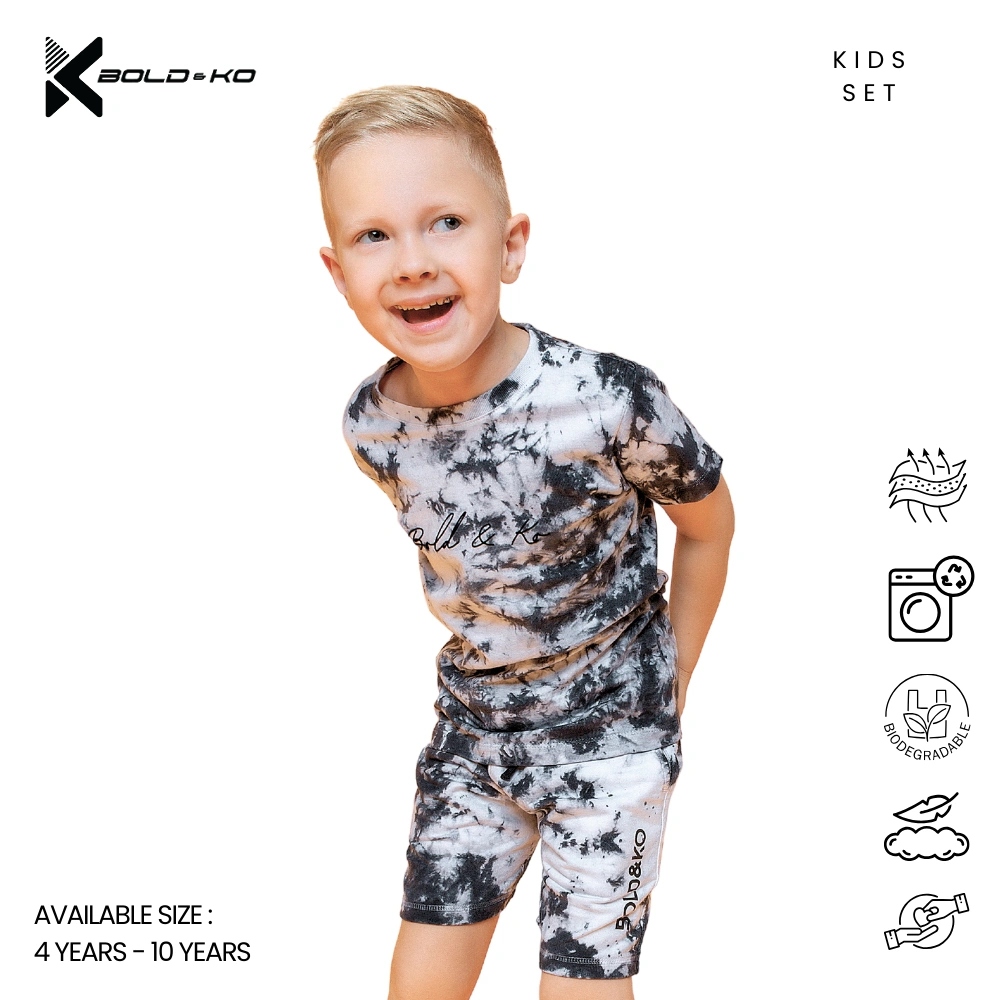 BOLD&KO Set Tie Dye Premium – Set Kaos Anak Laki - Laki / Set Kaos Anak Perempuan - Set Baju anak