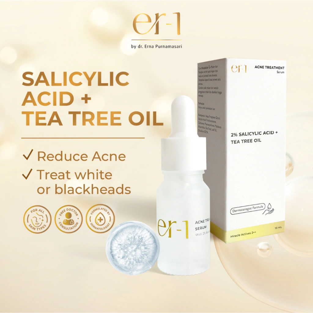 er-1 by dr. Erna Acne Treatment Serum with Salicylic Acid + Tea Tree Oil - Serum Acne Spot Essence Skincare Jerawat Blackhead-AT4