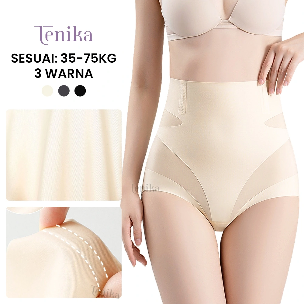Tenika Celana Korset Pelangsing Perut - High Waist Short Shaper untuk Ibu Melahirkan, Seamless & Nyaman Tanpa Menggulung