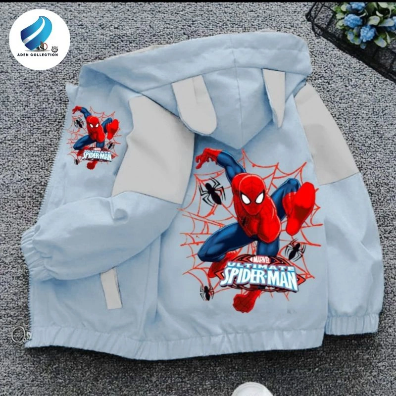 Jaket Anak Laki Laki Kombinasi Waterproop Gambar Spiderman Terbaru Kualitas Premium