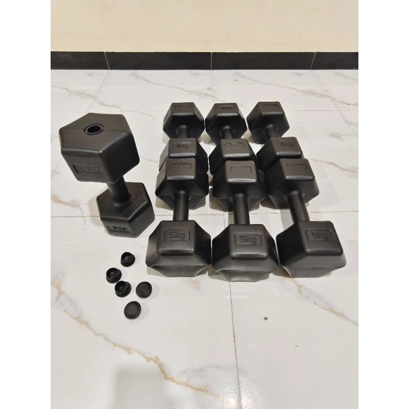 barbel dumbel HEXAGONAL 5kg kosongan tanpa isi (1 biji) plus tutup