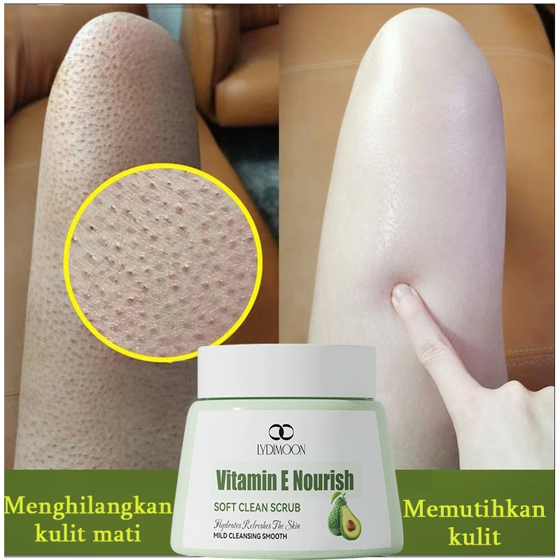 LYDIMOON Scrub badan Lulur pemutih badan Body scrub 250g Vitamin E Alpukat Peeling badan Menghilangkan kulit ayam Mengecilkan pori pori Exfoliating Menghilangkan kulit mati dengan cepat Memperbaiki kulit kasar Whitening body