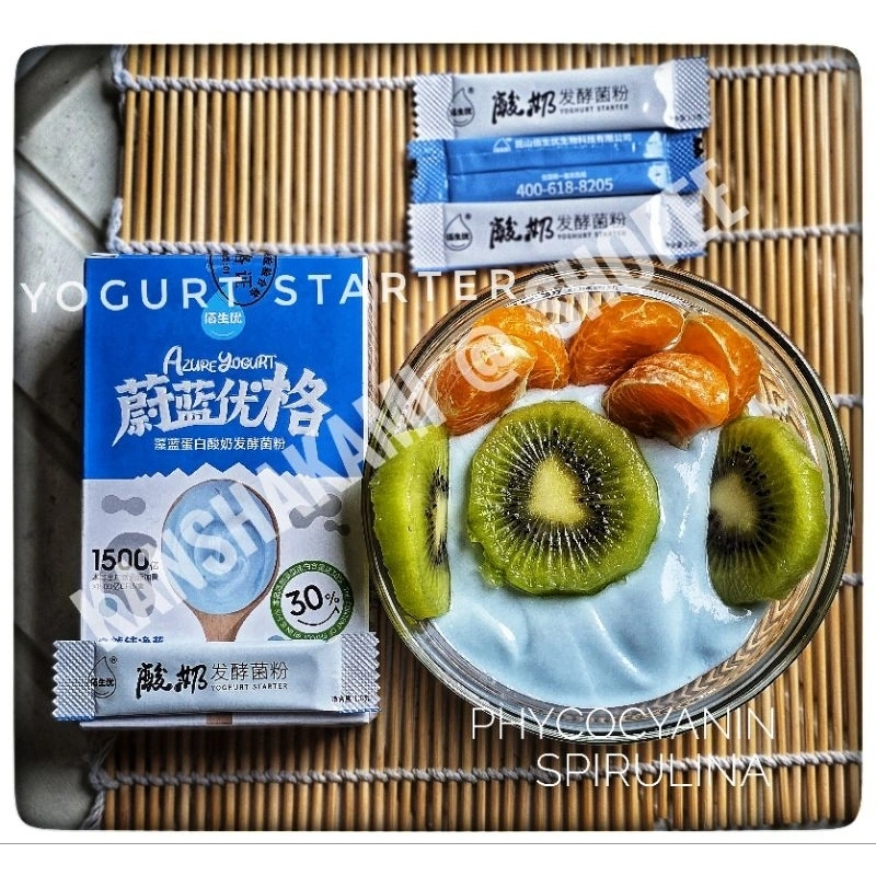 YOGURT STARTER /BIBIT  GREEK YOGURT  PRODUK EKSLUSIF Dengan Kandungan Phycocyanin Dari Microalga Blue Spirulina SANGAT CREAMY KELAS PREMIUM