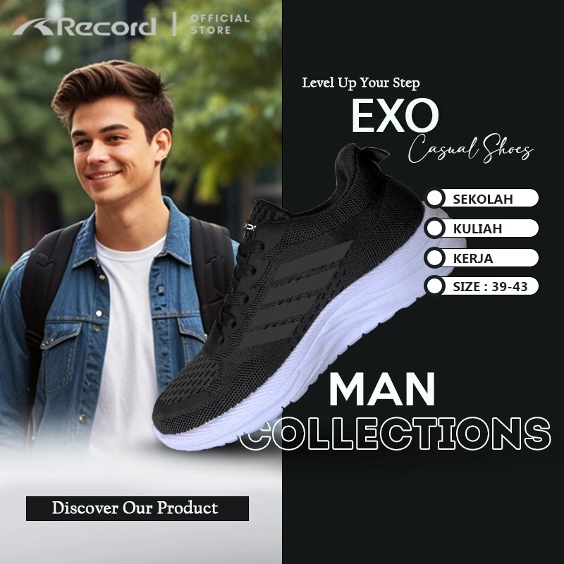 [RECORD SHOES] EXO I SNEAKER SMP SMA KULIAH KERJA OLAHRAGA KASUAL SEPATU TALI I Size L 39-43