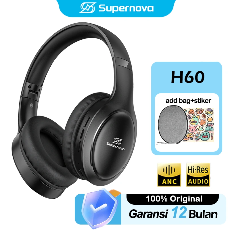 Supernova H60 ANC Foldable Stereo Earphones Wireless Bluetooth Headphone Super Bass Noise Cancelling