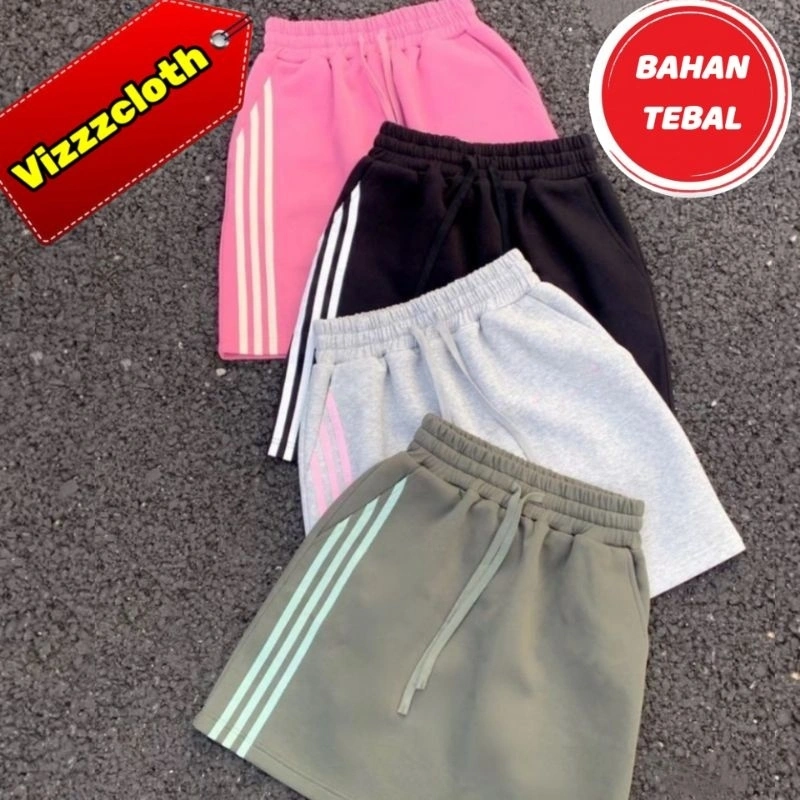 ROK WANITA MINI MODEL 3 STRIP JUMBO BIGSIZE ROK PENDEK SANTAI