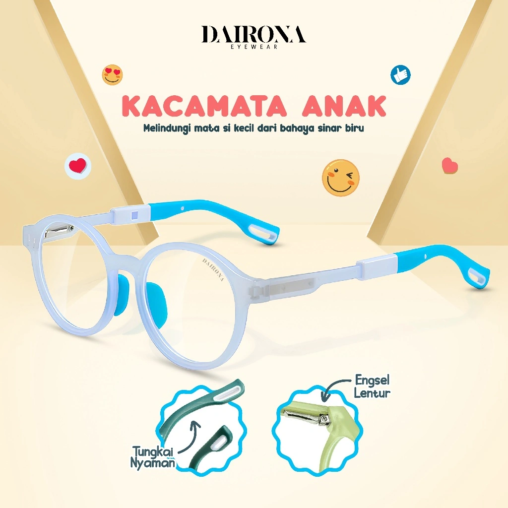 Dairona Eyewear Kacamata Anak Photocromic Anti Radiasi Sinar Matahari Minus Anti Blueray Bluecromic Myopia Kids Anak Laki Laki Dan Perempuan Lentur & Ringan TR-201