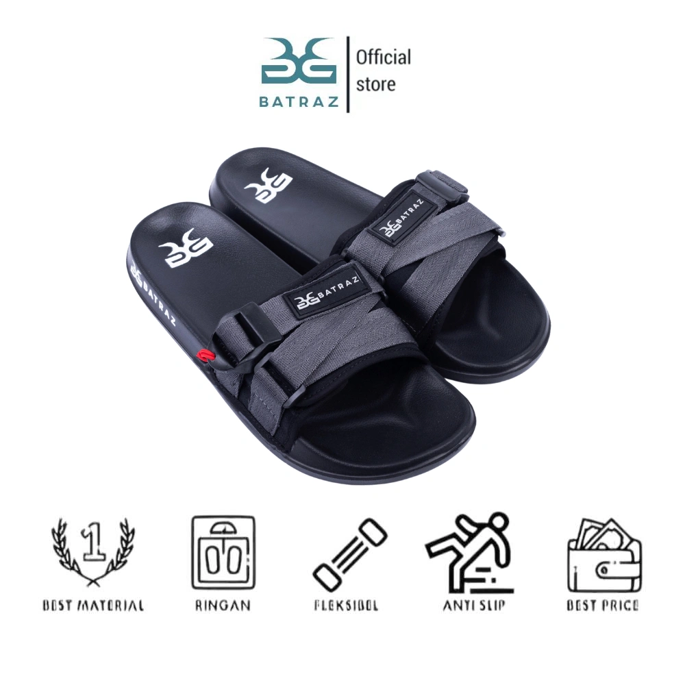 BATRAZ - Batraz Sandal Selop Pria Wanita hitam abu SIZE 39-43