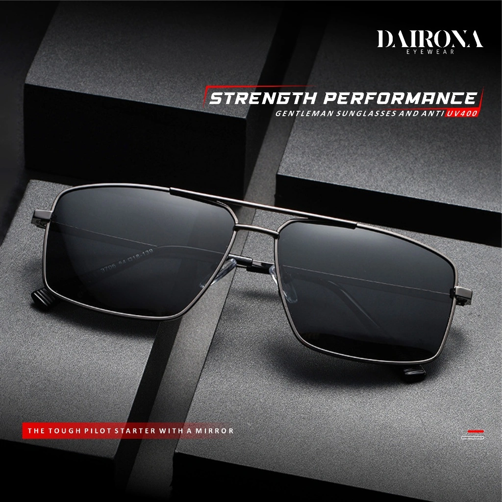 Dairona Eyewear Kacamata Hitam Sunglasses Polarized Aviator Modern Casual Fashionable Pria TR-90+METAL 3706