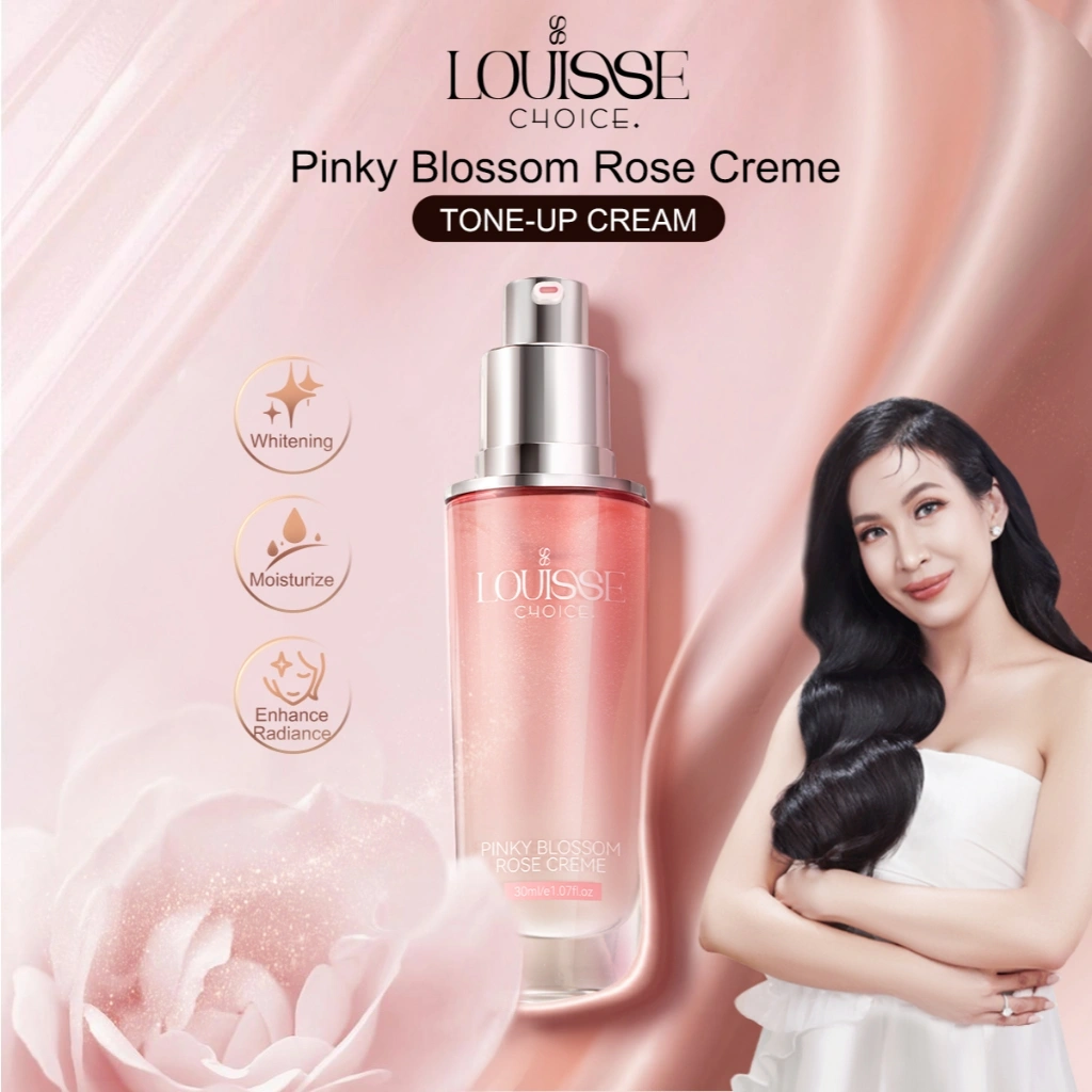 [VO] LOUISSE CHOICE Pinky Blossom Rose Creme Tone-Up Cream Highlighter Primer Whitening Facial Moisturize Enhance Radiance 30ML [BPOM]