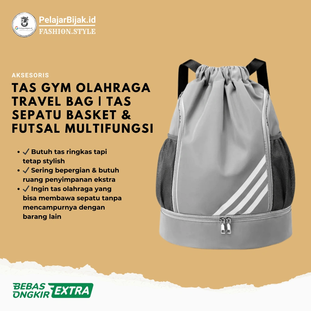 Tas Gym Olahraga Travel Bag | Tas Sepatu Basket & Futsal Multifungsi