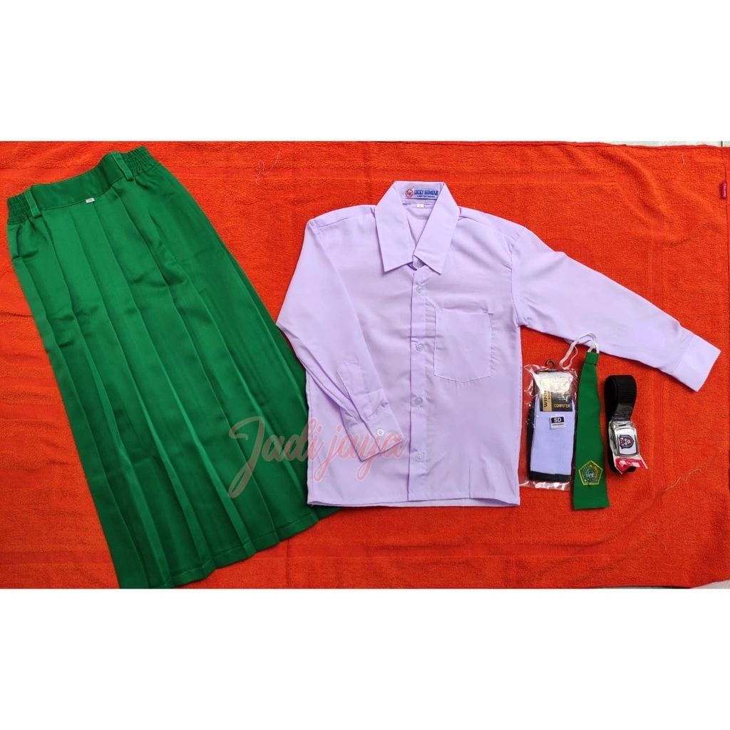 Setelan Baju Sekolah SD/MI Hijau Perempuan Lengkap Panjang