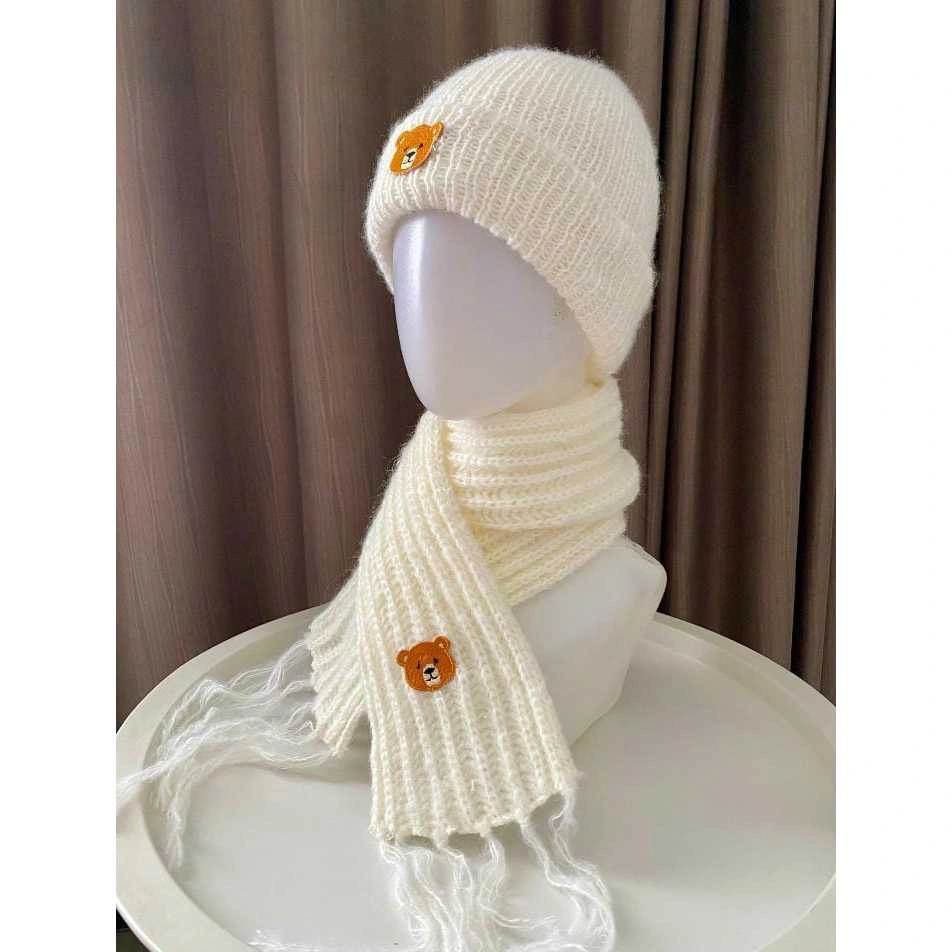 Paket Hemat Kupluk dan Syall Motif Macan BEANIE Bundle Premium Tebel Handmade Sepasang Topi Rajut Anak Laki laki dan Perempuan