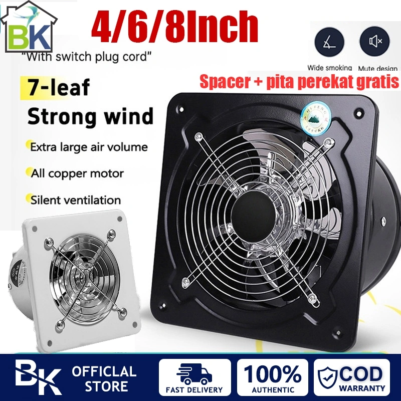 Ready stock Exhaust Fan 4/6/8Inch Exhaust Fan Dinding Kipas Exhaust Ventilasi Dinding Booster Fan