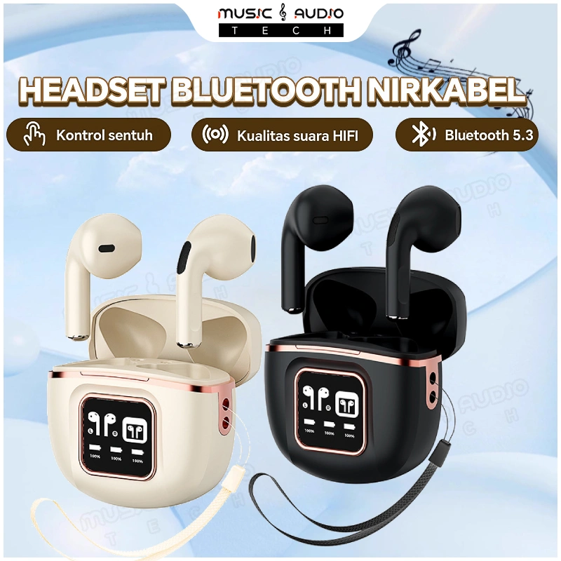 【Garansi 1 tahun J55】 TWS Headset Bluetooth Wireless Smart Touch Control Earphone Full Bass Mini Earbuds Stereo HIFI Noise Cancelling Hedset Olahraga Tahan air Bluetooth Earbud With Mic Headphones