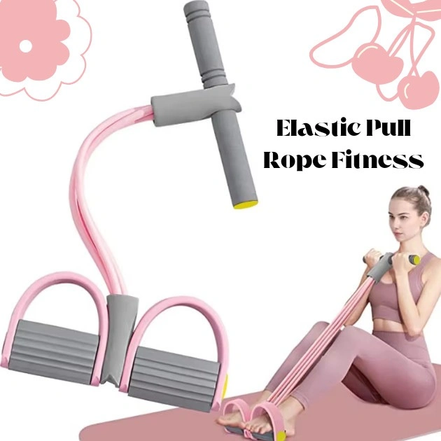 Rope Pull Tube Yoga Pedal Band Elastic Tummy Tali Holder Fitness Alat Olahraga Pengecil Perut Sit Up