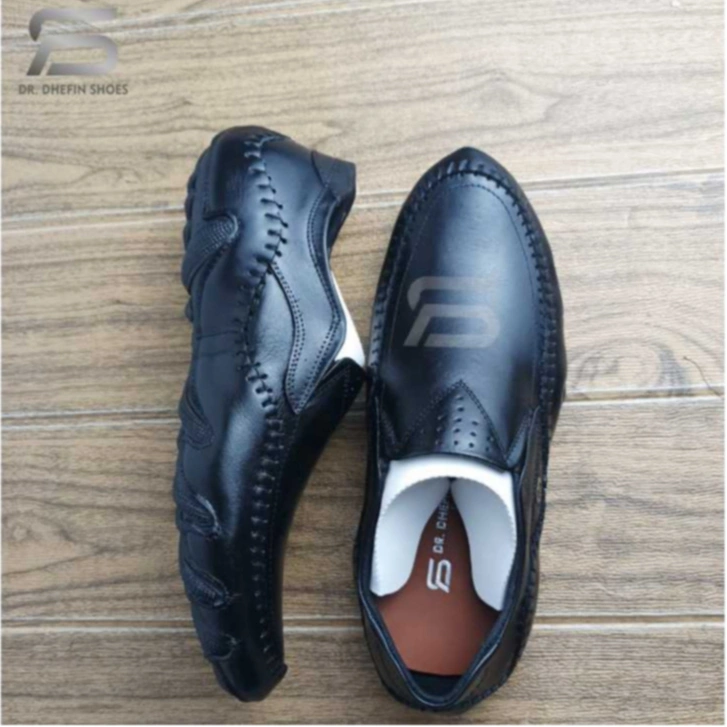 Dhefin79 DF501 Sepatu kulit pria premium formal casual slip on hitam coklat putih