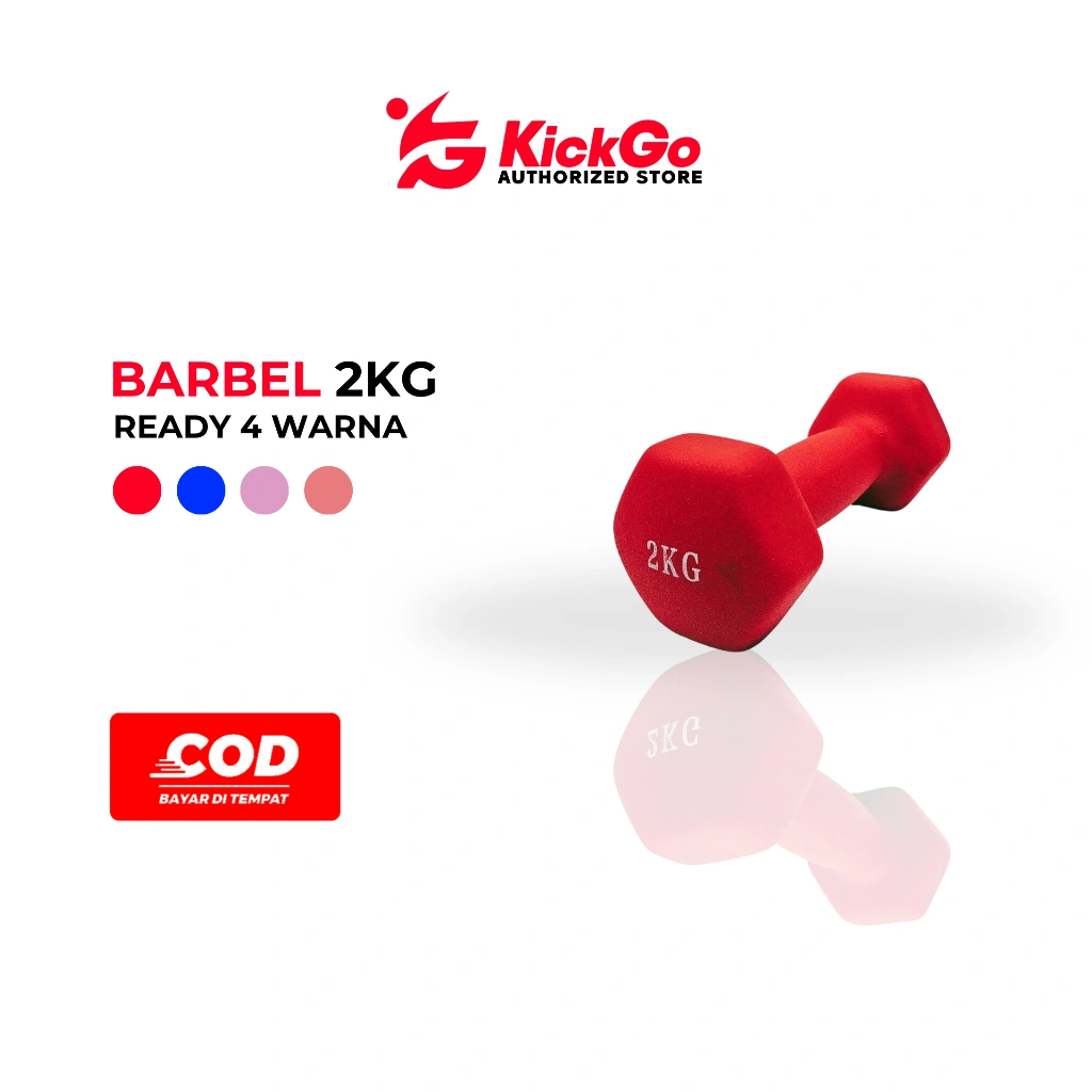 KickGo Barbel Dumbell 2Kg Neoprene Vynyl Gym Fitness Cewe