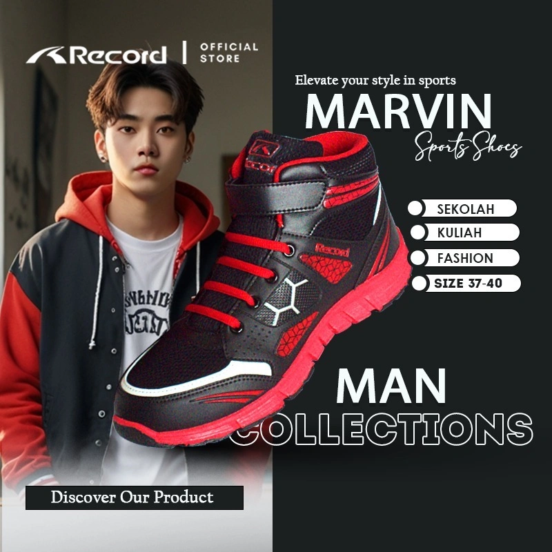 RECORD MARVIN I SEPATU ANAK SMP-SMA SEPATU GUNUNG OUTBOND LAPANGAN FASHION MODEL BOOTS TALI 38-43