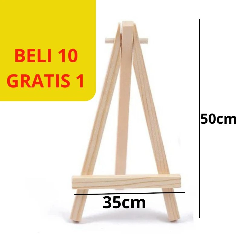 Stand Poto Kayu Tinggi 50cm Standing Tripod Wooden Mini Easel Frame Foto Lukis