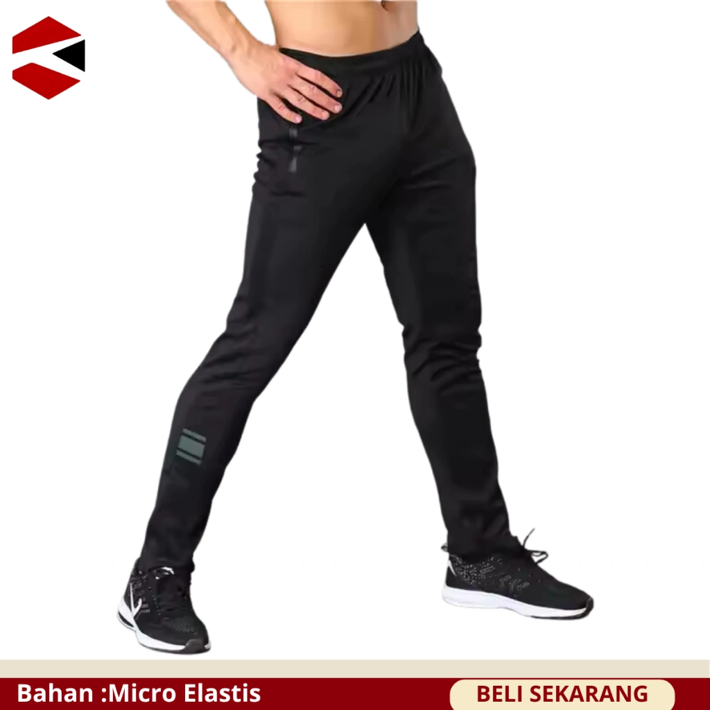 SPORTYTO - Celana Training Panjang Olahraga Pria Wanita Track Pants Micro Elastis Running Gym