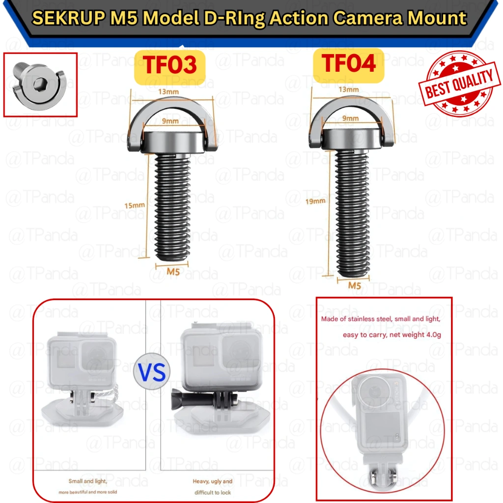SEKRUP M5 D-Ring Action Camera Baut Thumb Screw Knob Kamera Aksi GoPro DJI Osmo Insta360