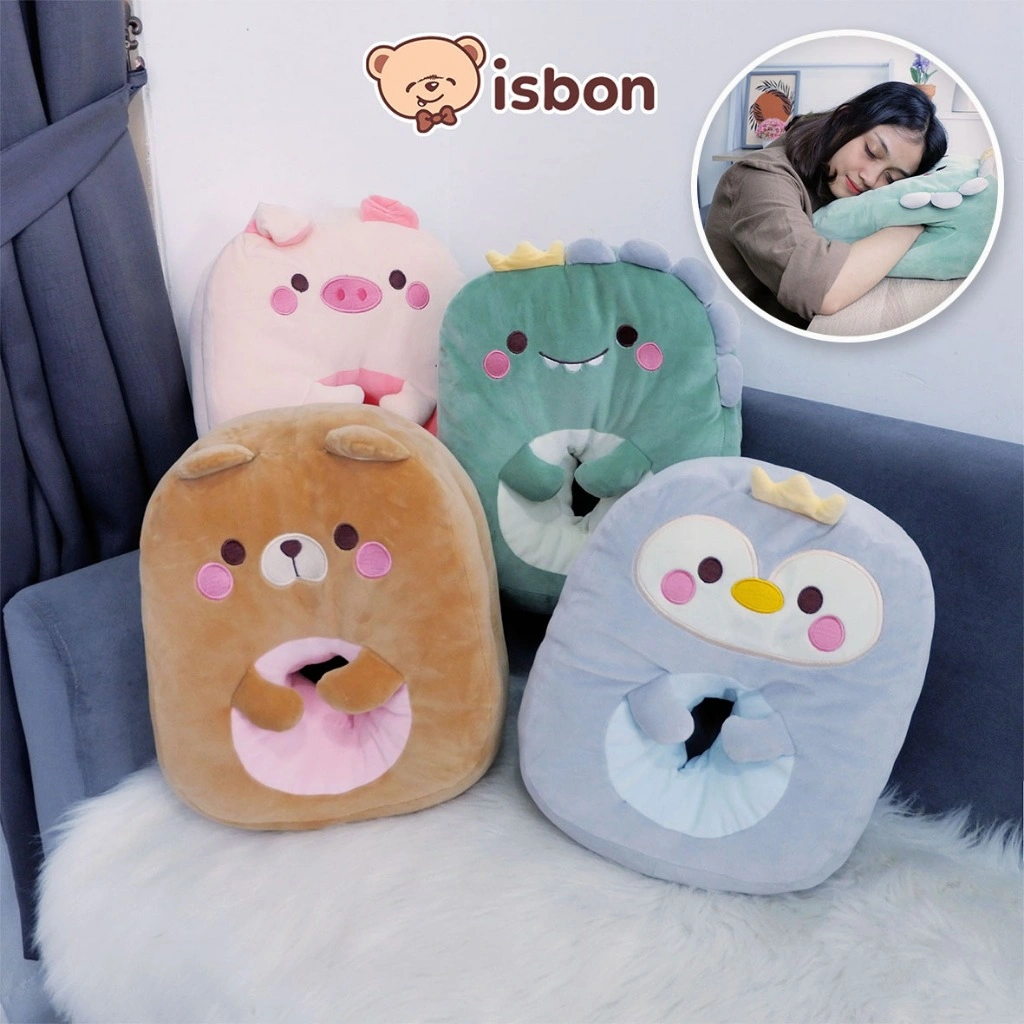 ISTANA BONEKA Bantal Cushion King Sandaran Kepala dan Tangan Karakter Hewan Bantal Tidur Kepala Empuk Halus Non Alergi Mainan Anak Hadiah Ulang Tahun Spesial Premium Pinguin Bear Dino Pig