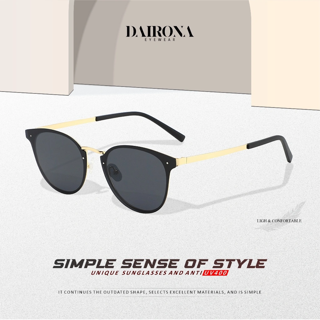 Dairona Eyewear Kacamata Hitam Sunglasses UV400  Pria Wanita TR-90+Metal Fashion Trendy Cassual Glasses 813