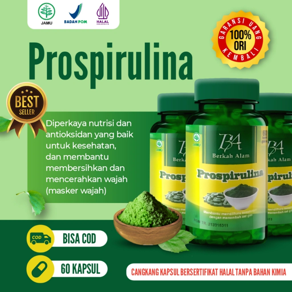 Kapsul SPIRULINA Serbuk Masker Wajah Atasi Jerawat Original 100%