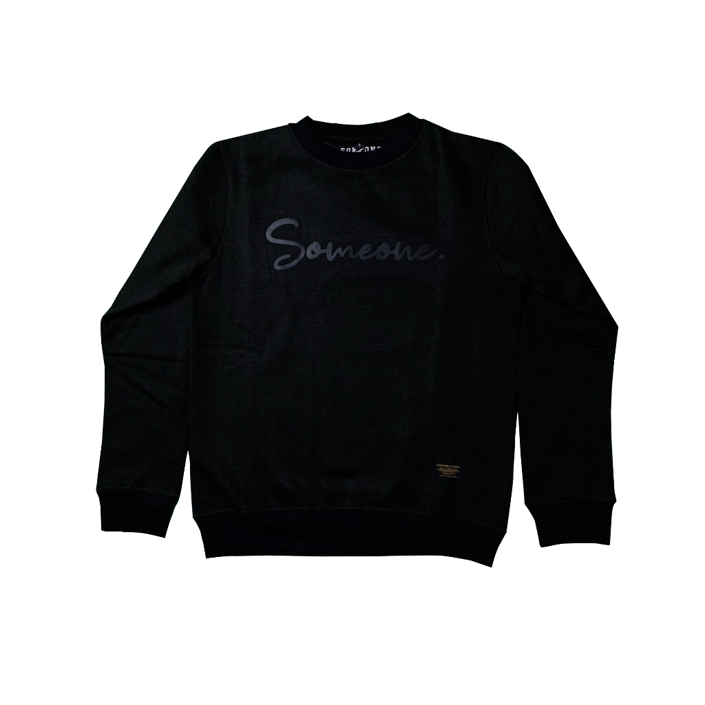 Someone Sweater Crewneck Black 056CN Lettering Black