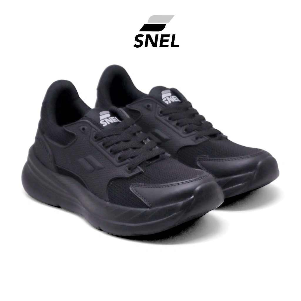 Snel - Sepatu Pria Lari Olahraga Rubber Glorioso Ringan Hitam polos
