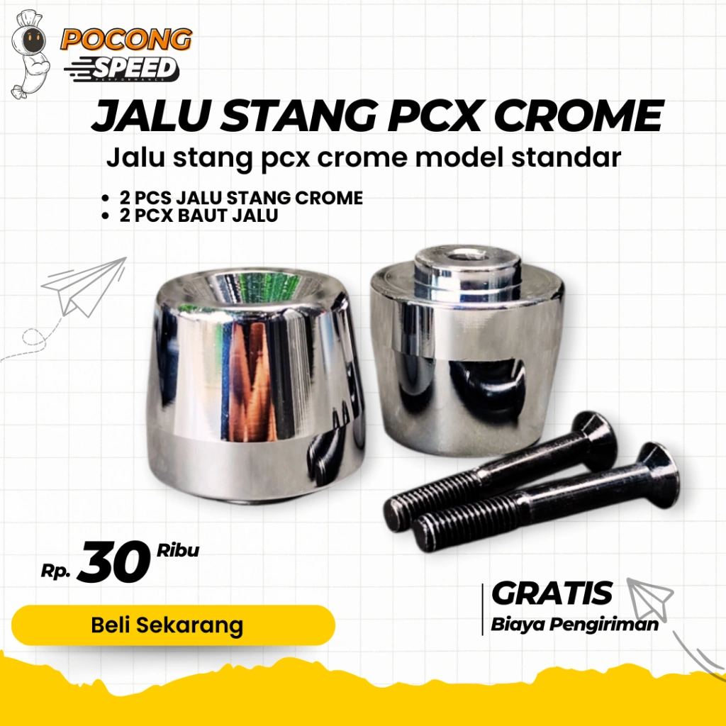 JALU STANG BUBUT BEAT DELUXE + VISOR BEAT BANDUL JALU STANG PCX BUBUT CHROME BANDUL PCX
