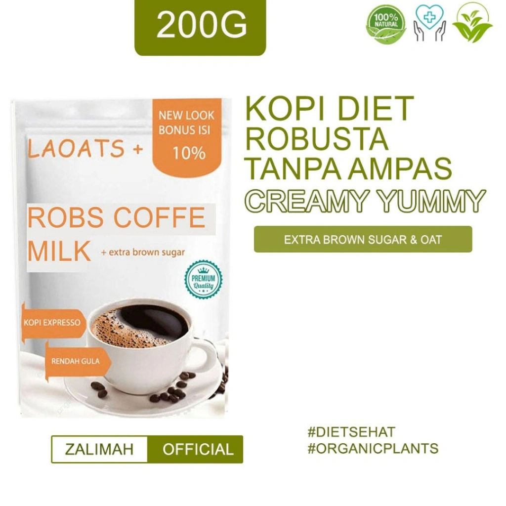 Kopi Robusta Penurun Berat Badan Pelangsing Badan Susu Rendah Lemak Low Fat Milk Kopi Bubuk Murni Laoats