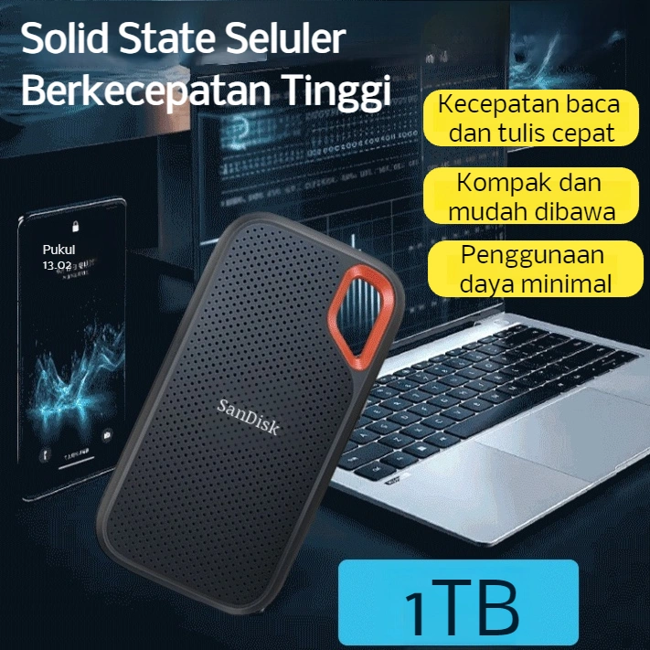 [Pengiriman Cepat 24 Jam/COD] 1TB Portable SSD E30 Mobile Solid State USB Flash Drive/Hard Drive Seluler Solid State Berkecepatan Tinggi/1TB SSD Hardisk Eksternal Baca hingga 3050MB/External Type-C Portable Hardisk External Hard Disk