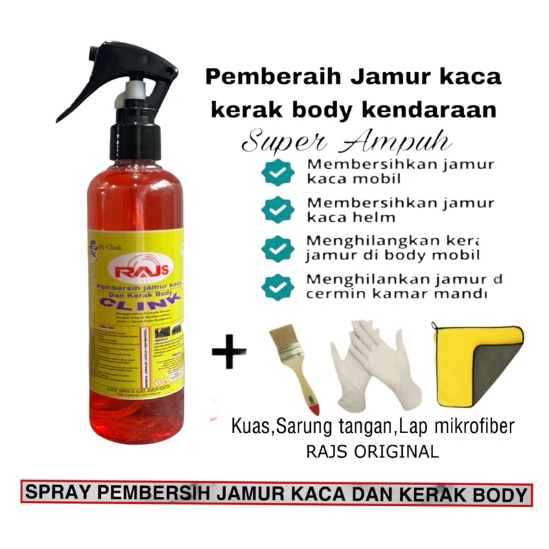 RAJS CLINK SPRAY PEMBERSIH JAMUR KACA DAN KERAK BODY MOBIL