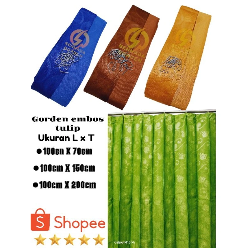 Gorden motif embos tulip plisket/korden polos aesthetic minimalis/gorden jendela kamar tirai pintu