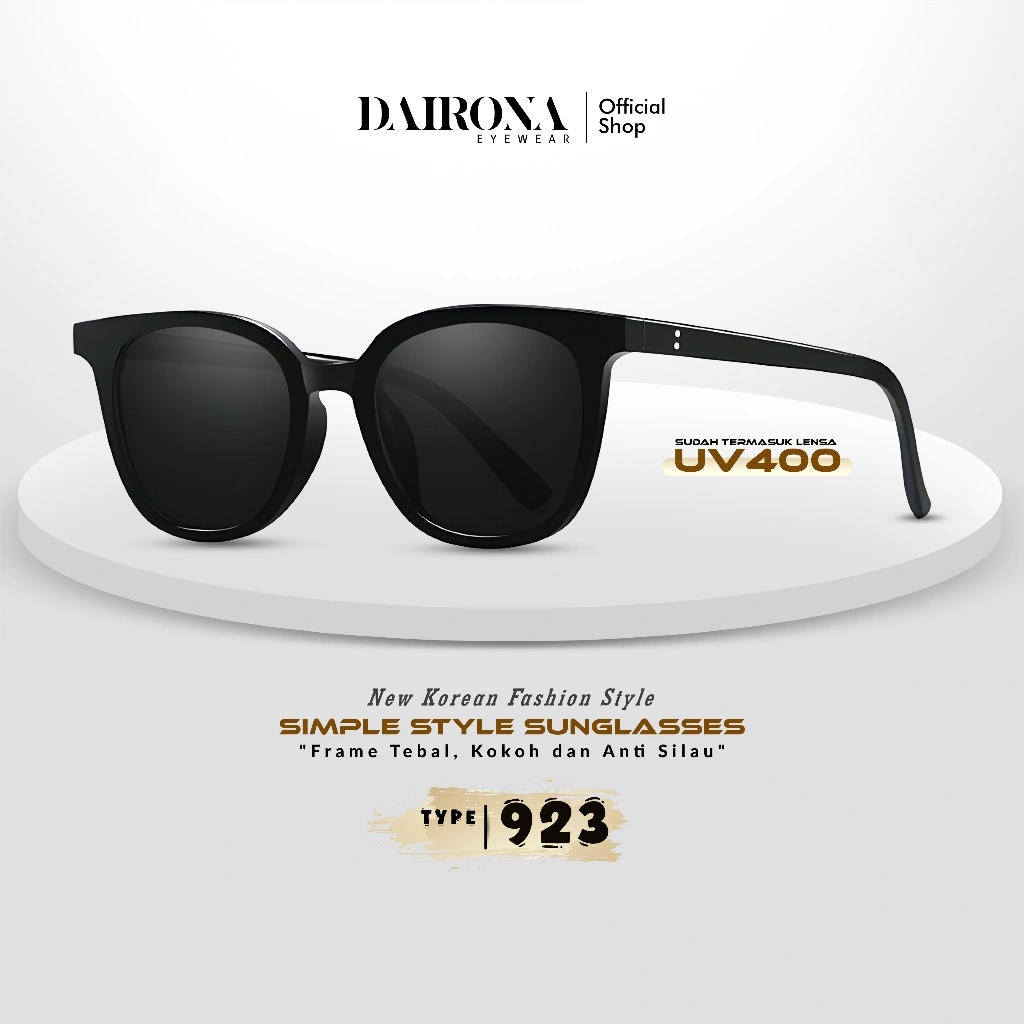 Dairona Eyewear Kacamata Hitam Anti Silau UV400 Polarized Sunglasses GM Gaya Korea Pria Wanita Bentuk Kotak PC 923