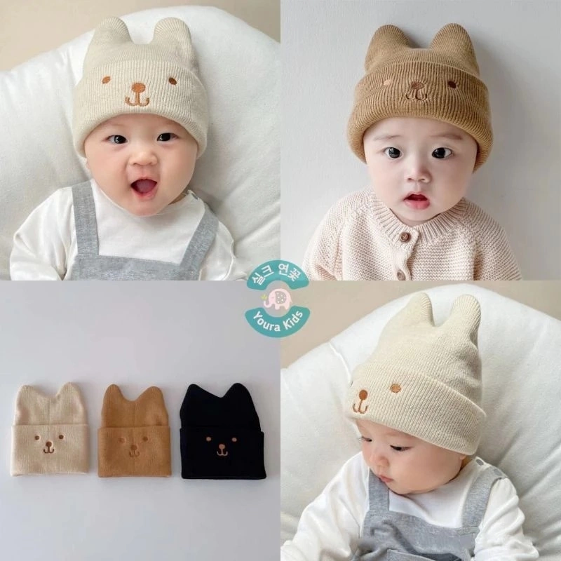 Kupluk Cattes Bayi  Import Topi Baby Rajut Premium Balita Anak Laki Laki Perempuan 1 tahun 0-6 6-12 Bulan Lucu New Born