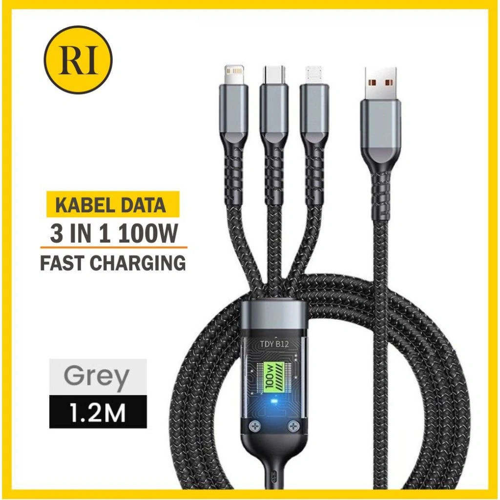 Kabel Data RIOGO 3IN1 100W Fast Charging High Quality