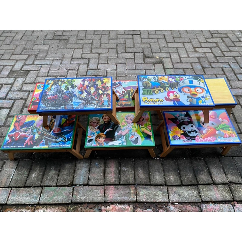Meja Belajar anak lipat KOKOH bahan berat 2kg motif karakter anak Murah Freepacking Freeongkir COD