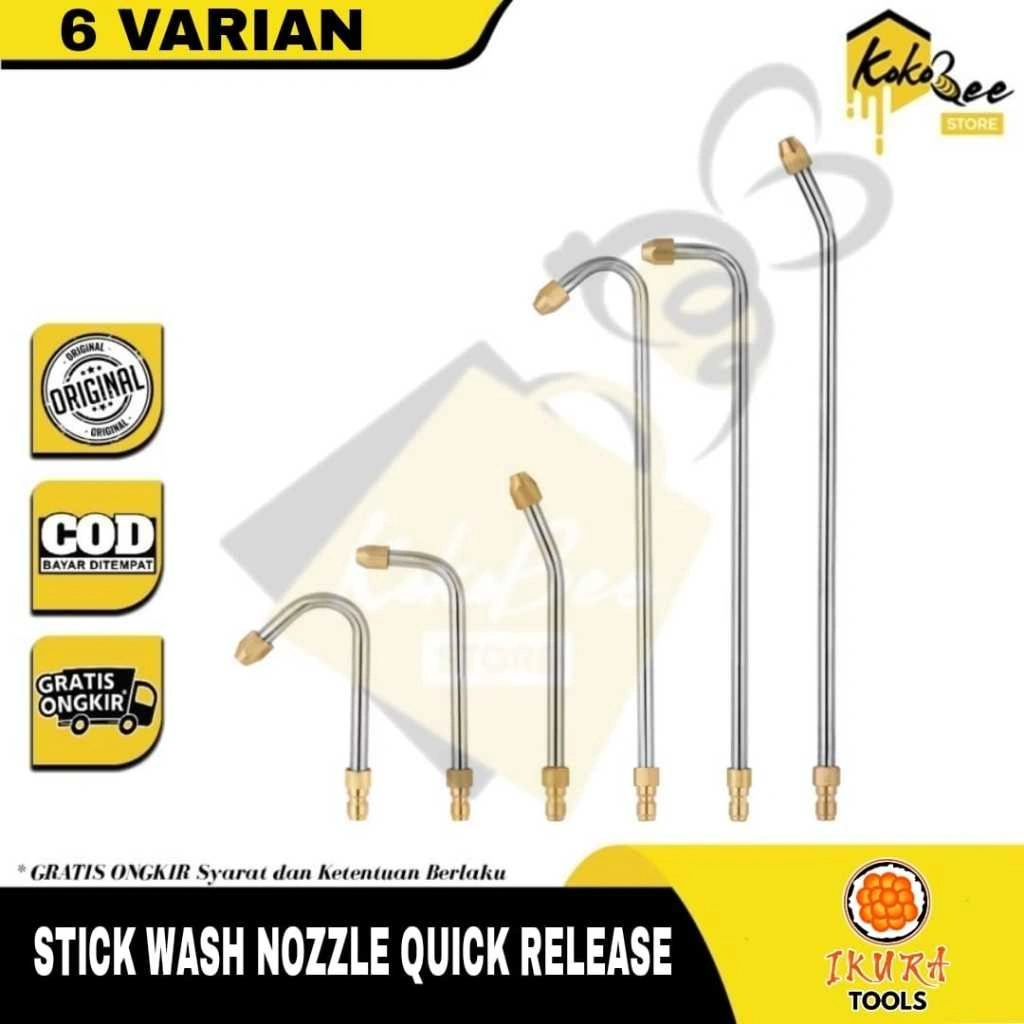 IKURA TOOLS Stick Quick Release Semprotan Gun Mesin Cuci Mobil Stick Gun Nozzle Extension Wand 17CM 35CM 30° 90° - Gagang Stik Rod Sambungan Tembakan Gun Mesin Car Wash Jet Cleaner High Pressure Steam Washer Cleaner Cuci Ac Mobil Motor Kendaraan