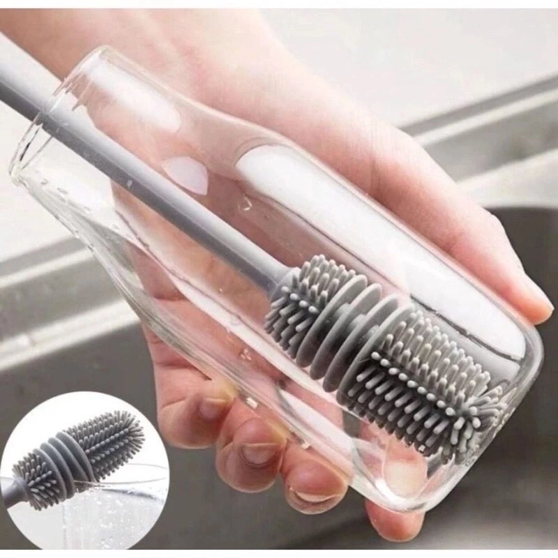 Sikat Pembersih Botol Anak Bayi Baby Bottle Cleaning Brush Round Sikat Silikon Gagang Panjang Sikat Pembersih Pencuci Botol Gelas/Sikat Botol Minum /Sikat Botol Minum Panjang /Sikat Botol Susu Bayi/Sikat Dot Bayi Botol Susu