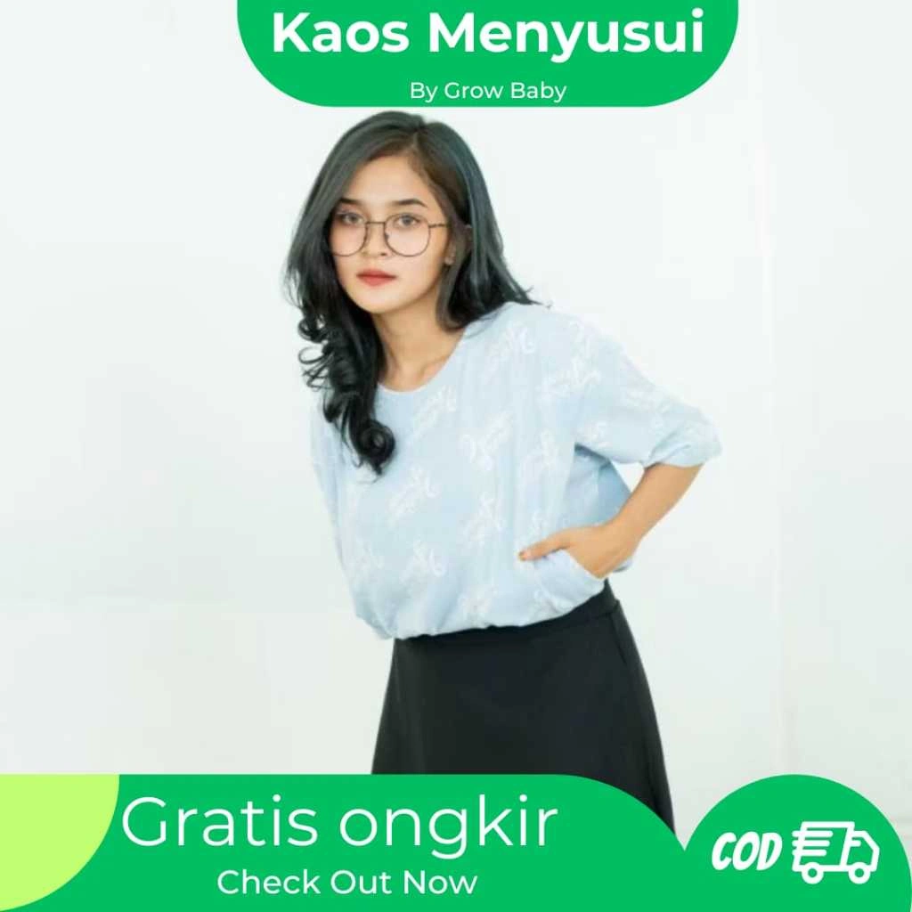 Kaos motif menyusui lengan pendek / bukaan kanan kiri M, L & XL Busui