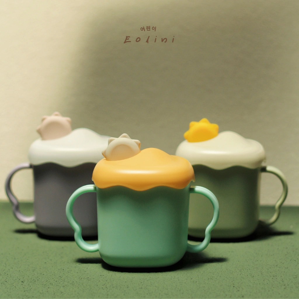 [ Eolini ] Plastic Sippy Cup Glass Baby Toodler Melting Lid / Sippy Cup Gelas Anak Bayi