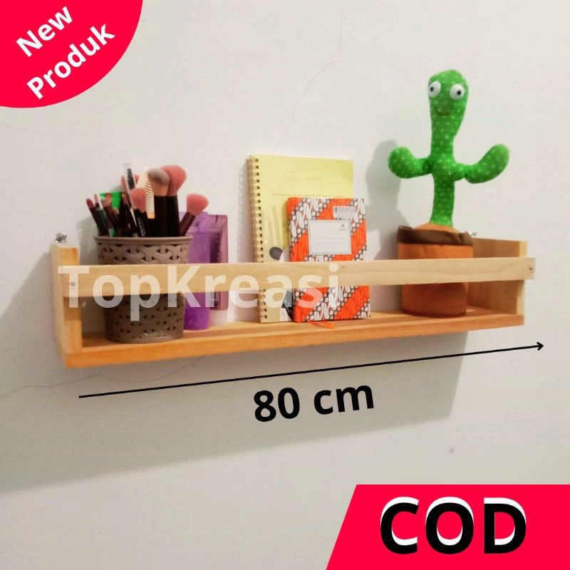 R80C Rak Buku Kayu Minimalis Serbaguna Dekorasi Dinding/Rak Buku Tempel Dinding/Rak Kosmetik