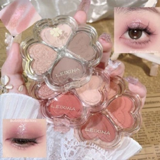 Leixina Eyeshadow 4 Warna Nude Eyeshadow Glitter Matte Eyeshadow Palette Eyeshadow Mini Eye Shadow Glitter Mini Eyeshadow Murah Korean Eyeshadow Clover Eyeshadow Palette