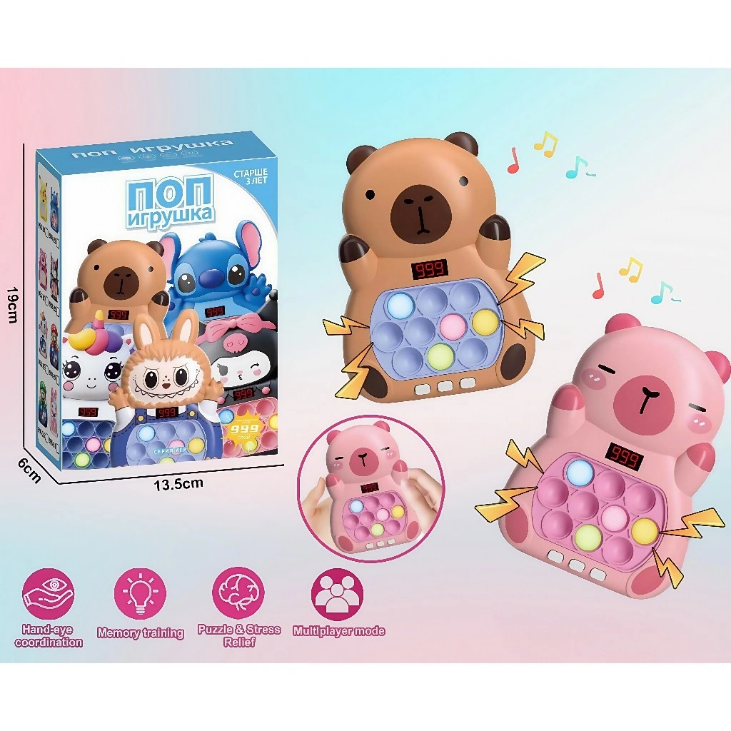 capybara/Pop It Electronic  Pop It Games Machine/Game Mendorong Gelembung Musik Pop It Up Fidget Toys